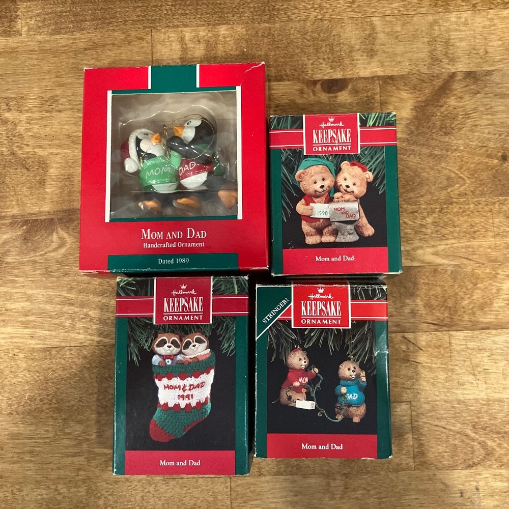 Vintage Nostalgic Hallmark Keepsake Mom & Dad Ornaments 1989-1992